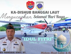 Ka-DISHUB Banggai Laut Mengucapkan, Selamat Hari Raya “IDUL FITRI” 1446 H / 2025 M. Mohon Maaf Lahir & Batin.