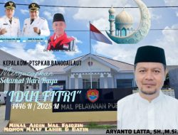 Kepala DM-PTSP Banggai Laut Mengucapkan, Selamat Hari Raya “IDUL FITRI” 1446 H / 2025 M. Minal Aidin Wal Faidzin, Mohon Maaf Lahir & Batin.