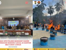 Kabag Ops Polres Bangkep, Hadiri Pemusnahan Barang Ilegal di Kantor Bea Cukai Luwuk