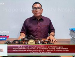   Dr. dr. Suryadi Tatura GUGAT di PTUN Manado Dirut Rsup Prof dr R.D Kandou tentang Pemberhentiannya(penggugat) sebagai pegawai mitra Rsup Prof. dr.R.D. Kandou dan mengembalikan ke fakultas penyelenggara .