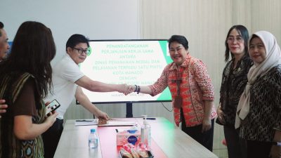 Pengadilan Negeri Manado Penandatanganan perjanjian kerja sama dengan Pemerintah Kota Manado, melalui Dinas Penanaman Modal dan Pelayanan Terpadu Satu Pintu (PTSP), untuk penyelenggaraan layanan peradilan di lingkungan Mall Pelayanan Publik (MPP) Komitmen PN Manado Perluas Akses Keadilan Melalui Integrasi Layanan