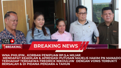 Breaking News :Fredrick Nikijuluw Terdakwa Penipuan Rp5,4 Miliar Milik Warga Filipina Dihukum 4 Tahun Penjara   -Tim Penasihat Hukum dan Korban Apresiasi Putusan Majelis Hakim Pengadilan Negeri Manado yang Adil ,tidak Hanya diberikan bagi WNI ,Namun juga untuk  WNA