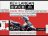 Berita Kehilangan BPKB Sepeda Motor